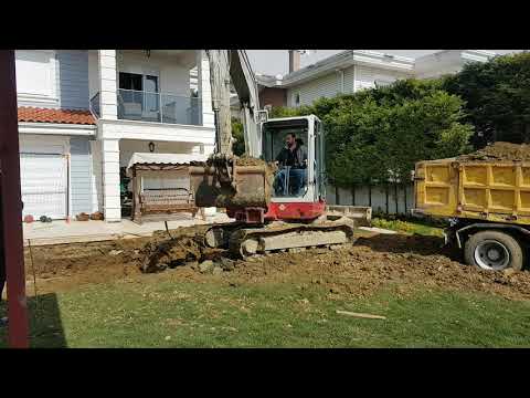 Takeuchi tb 250 mini iş makinası havuz çalışması KARAMEŞELER