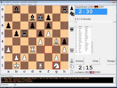 5 minute chess #122: IM Greg Shahade vs GM Slavko Cicak - Classical Sicilian