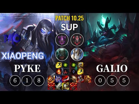 DMO Xiaopeng Pyke vs Galio Sup - KR Patch 10.25