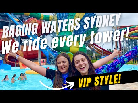 Raging Waters Rides Sydney - VIP Style! We do EVERY tower plus Dinosaur Lagoon & see our VIP Cabana!