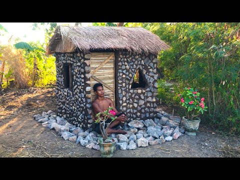 Build small Houses: Build frame hut - Hut​ surrounded by stone (Full video)
