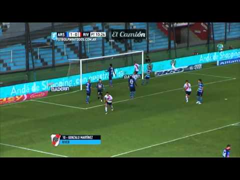 Gol de Martínez. Arsenal 1 - River 1. Fecha 5. Primera División 2015. FPT
