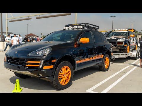 Towing a Porsche with Another Porsche at South OC Cars and Coffee