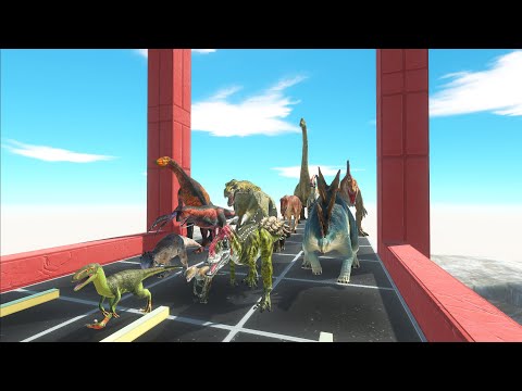 GOLDEN GATE BRIDGE RACE ALL DINOSAURS TO GET A PIG - Animal Revolt Battle Simulator