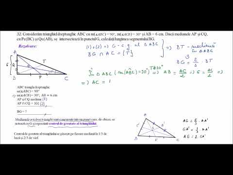 Probleme de geometrie plana- Pb 32 - Dacă medianele AP și CQ se intersectează în G, calculați BG.