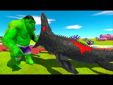 BATMAN MOSASAURUS vs HULK GORO DEATH RUN - Animal Revolt Battle Simulator