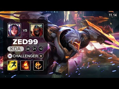 ZED99 Zed Mid vs Irelia - KR Challenger Patch 11.14