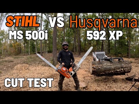 STIHL 500i VS Husqvarna 592XP Cut Test