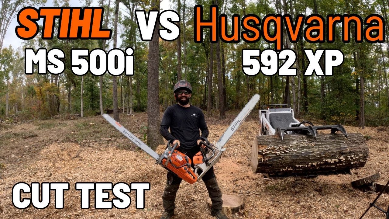 STIHL 500i VS Husqvarna 592XP Cut Test