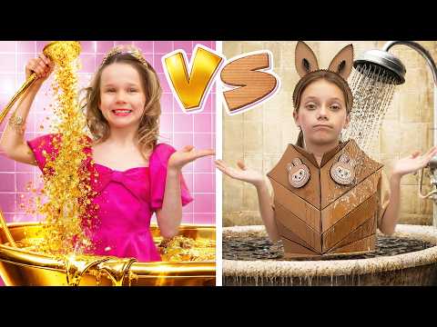 Luxury VS Cardboard Life! ✨📦 | Whose School Day Is Better? 🏫🎒
