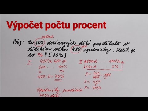 Procenta, výpočet počtu procent, slovní úlohy