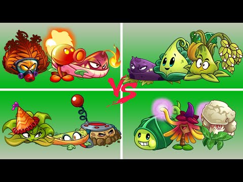 Team FIRE Vs BOMB Vs CANNON Vs MAGIC Plants - Who Will Win? - PvZ 2 Team Plant