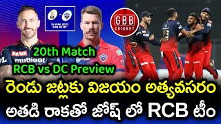 RCB vs DC Playing 11 And Preview Telugu | IPL 2023 20th Match RCB vs DC Prediction | GBB Cricket