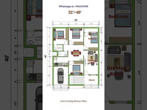 32×40 House Plan || 32×40 House Design || 32×40 Floor Plan || #floorplan #houseplan #shorts