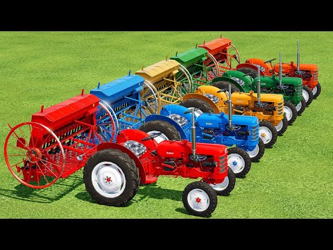 TRANSPORTING & PLANTING WITH MINI VOLVO COLORED TRACTORS - Farming Simulator 22