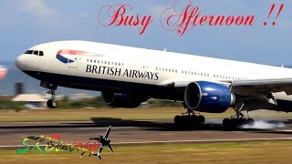 Busy Afternoon !!! BA 777, American 737's, Delta 737, LIAT ATR's....@ St. Kitts (HD 1080p)