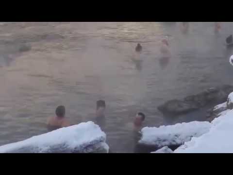 Winter plunge in the Boiling River!