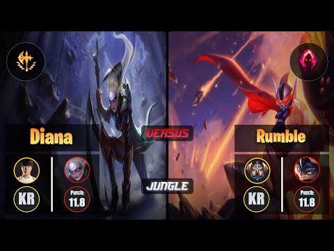 Haru DIANA (Jungle) [Conqueror] VS RUMBLE - Challenger KR Patch 11.8