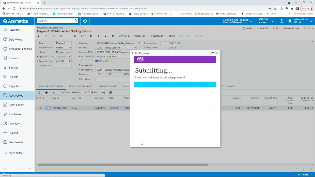 Payment on Invoice via ACH - Payment Processing