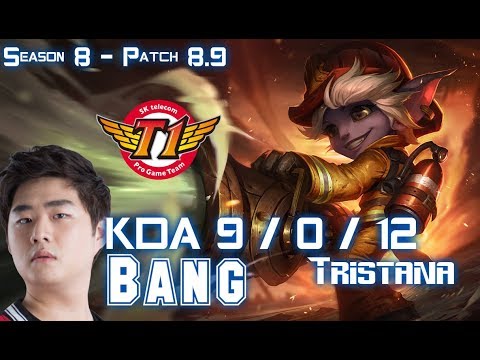 SKT T1 Bang TRISTANA vs EZREAL ADC - Patch 8.9 KR Ranked