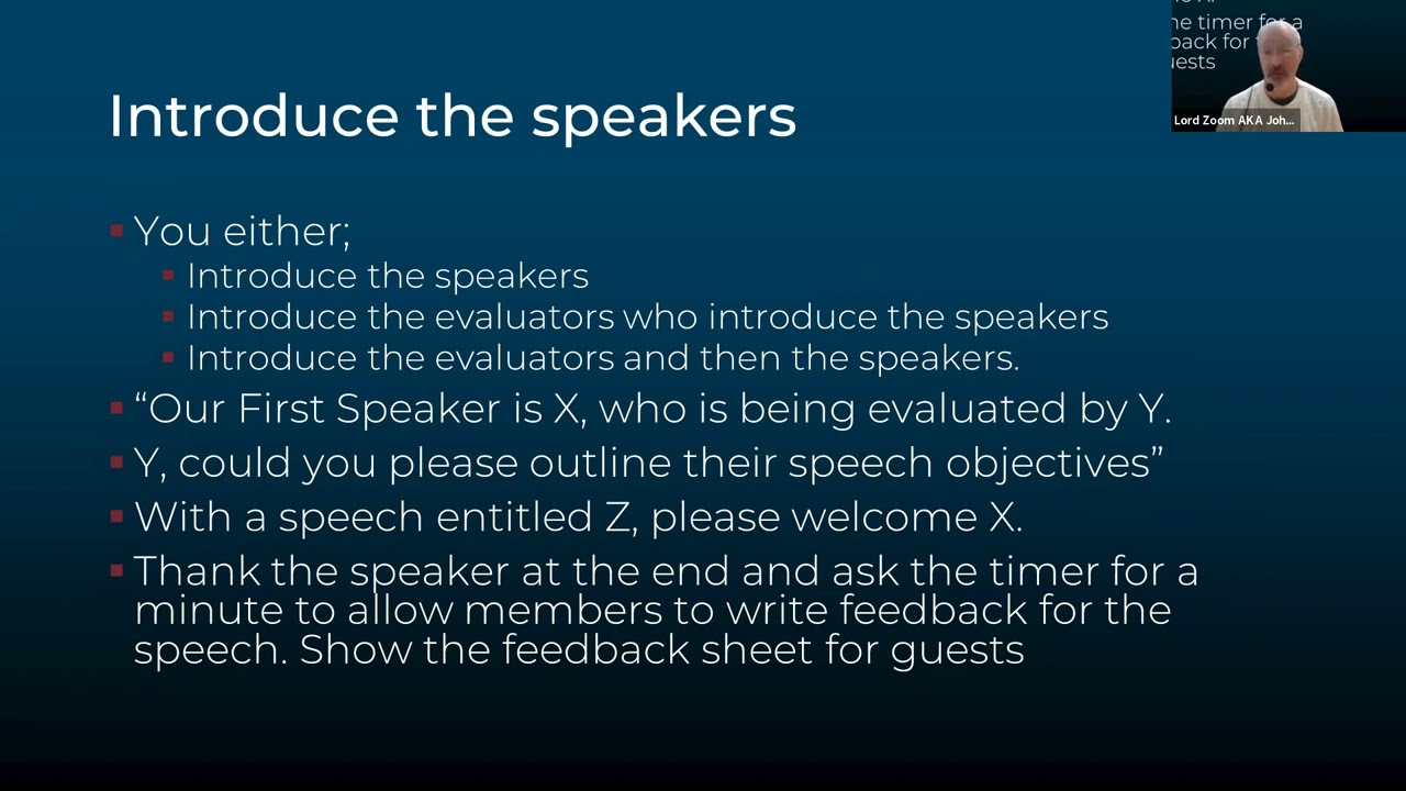 What is the toastmaster's role at a meeting? Tipseri