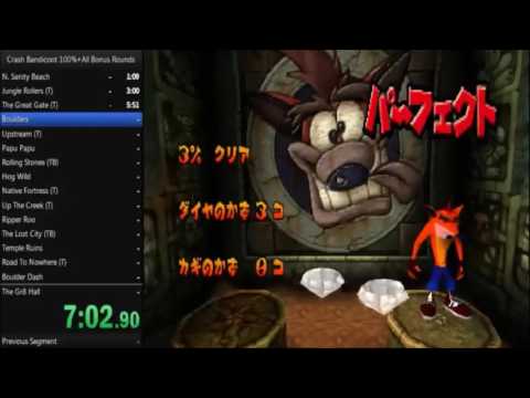 Crash Bandicoot 100% + ALL BONUS ROUNDS 1:35:00 (NTSC-J, Emulator)