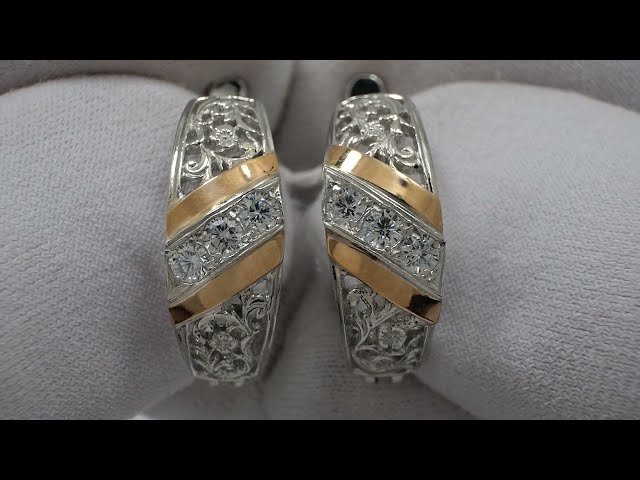 Срібні сережки з золотом 437кн Відео огляд