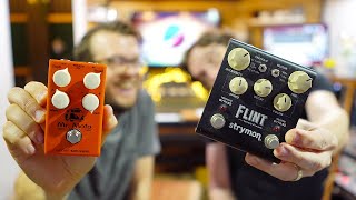 Video thumbnail for Strymon Flint vs JRockett Audio Mr Moto by TheSuperFunAwesomeHappyTimePedalShow