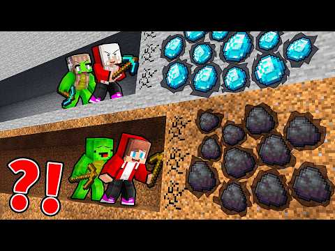 JJ and Mikey: BOYS vs GIRLS Diamond Hunting Battle in Minecraft - Maizen
