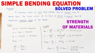 strength of materials solved problems | simple bending equation | maximum bending stress problem