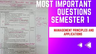 🚨Most important Questions_NEP 23||Sem 1-Management Principles and Applications||B.com H Delhi Univ.