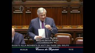 IRAN, LA REPLICA DEL MINISTRO TAJANI ALLA CAMERA DEI DEPUTATI