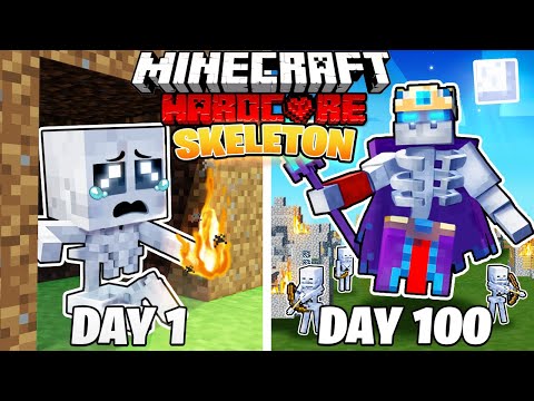 I Survived 100 DAYS as a SKELETON in HARDCORE Minecraft!