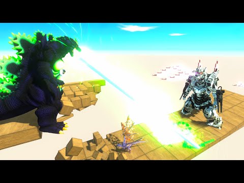GREEN GODZILLA vs MECHAGODZILLA DEATH FALL - Animal Revolt Battle Simulator