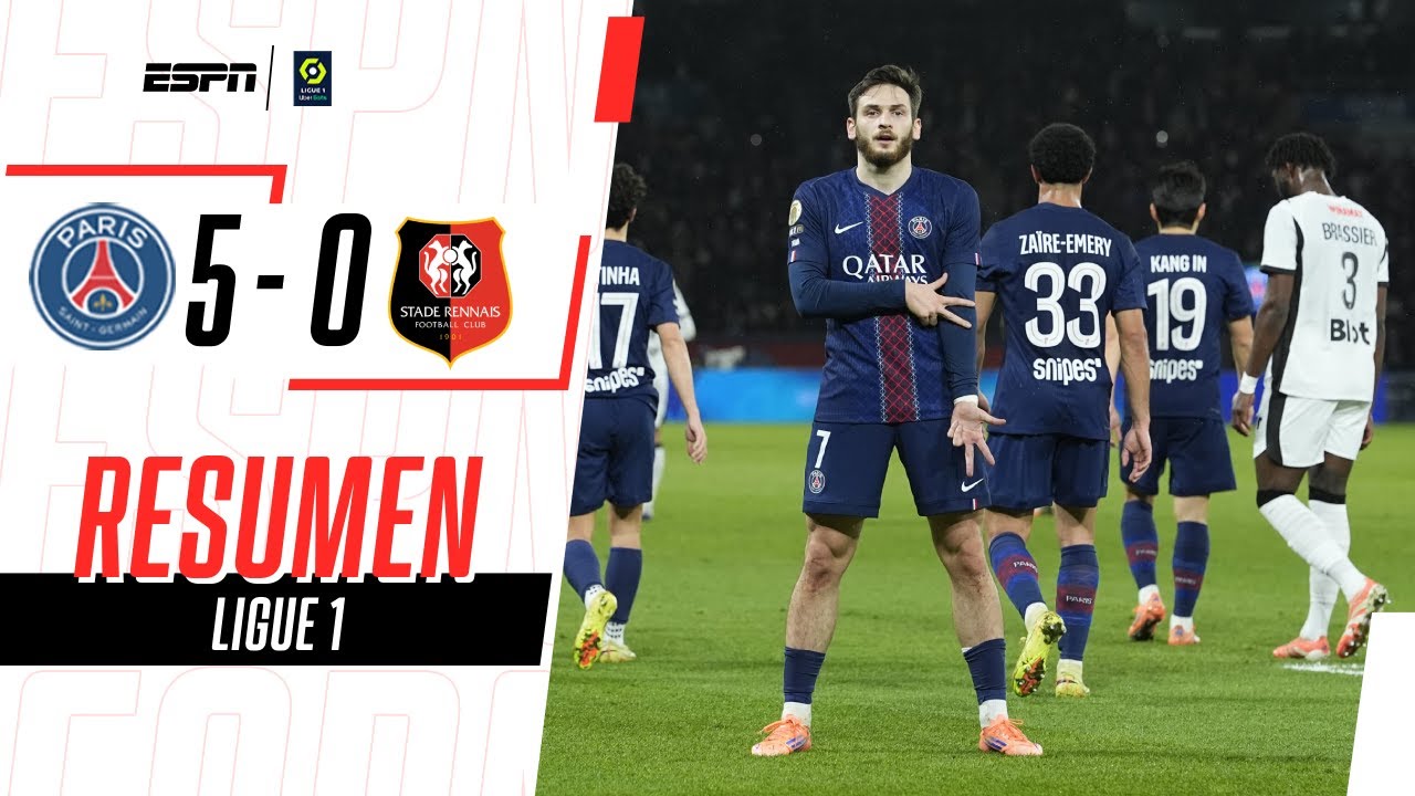 DOBLETE DE KHVICHA PARA QUE EL PSG NO LE PIERDA PISADA AL LÍDER | PSG 5-0 Rennes | RESUMEN