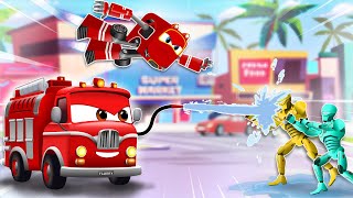 Heroes of the City - Supercar Rikki and Flurry The Fire Truck Rescue Kitten saves the City!