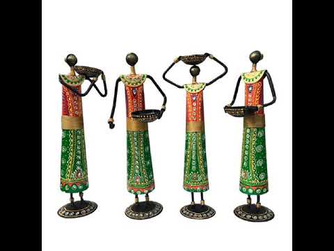 Dacorative Handicraft Amazing Tribal Lady Standing Showpiece/Candle Light Holder For Home Decor Set