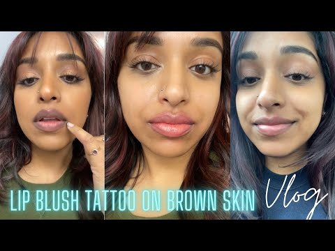 Lip blush tattoo on dark lips - full 10 month healing process