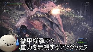 【MHW】徹甲榴弾？オトモの攻撃？で宙返りするアンジャナフ