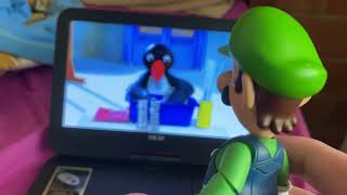 Luigi watches Pingu