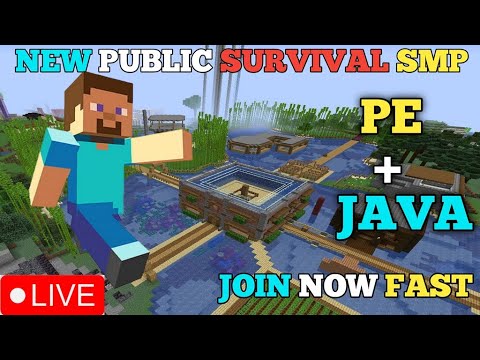 Lucky playz - MINECRAFT NEW PUBLIC SURVIVAL  SMP LIVE STREAM || PE + JAVA || JOIN NOW FAST