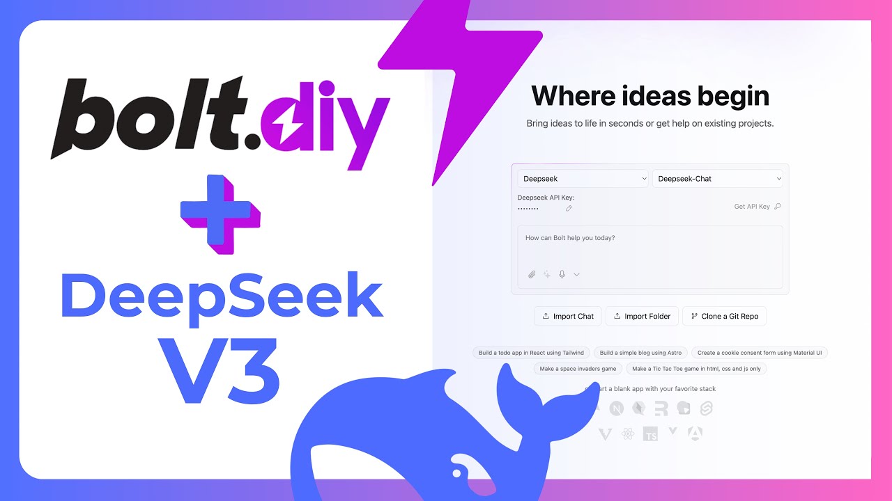 Bolt DIY X Deepseek V3 : Build Powerful Applications