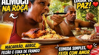 ALMOÇANDO NA ROÇA COM MEU  MARIDO🩷COMIDA CASEIRA NO NOSSO LUGAR DE PAZ
