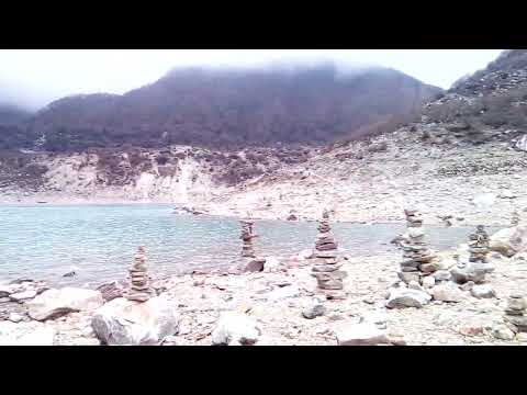 Glacier lake Birendra's beach under Manaslu, near Samagaon village