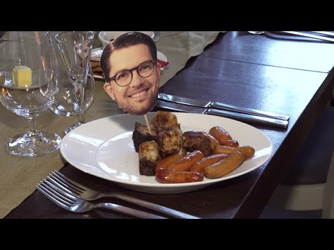 Här äter Marcus julbord med partiledarna: "Revbensspjäll passar Jimmie" - Nyhetsmorgon (TV