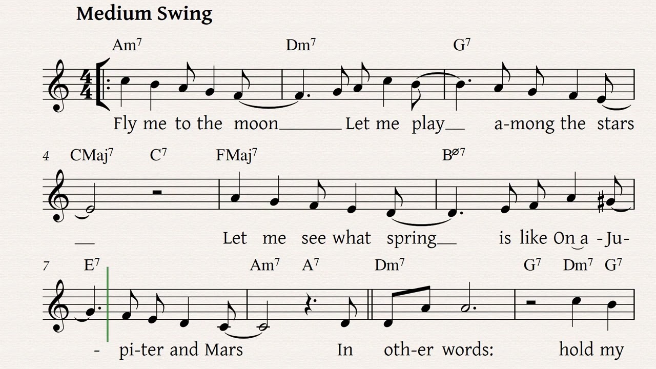 Fly Me to the Moon Lead Sheet with Lyrics