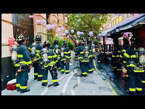 FDNY BOX 0566 - FDNY OPERATING FOR A 10-77 OUTSIDE RUBBISH FIRE THAT EXTENDED INTO A RESTAURANT, NYC