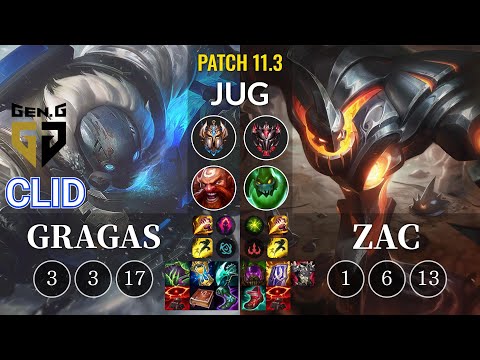 GEN Clid Gragas vs Zac Jungle - KR Patch 11.3
