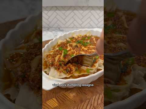 JUICIEST PORK DUMPLING LASAGNA WITH CHILI OIL 🥟🌶️