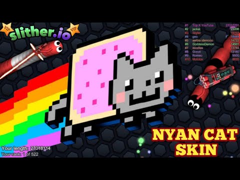 Slither.io A.I. New Epic Skin Slitherio Best Gameplay - NYAN CAT Skin - Slither.io Vip -World Record